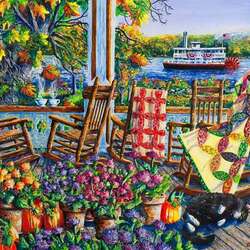 Jigsaw puzzle: On the terrace by the river