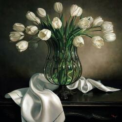 Jigsaw puzzle: Still life with white tulips