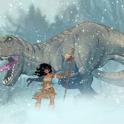 Jigsaw puzzle: The huntress and the dinosaur