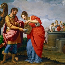Jigsaw puzzle: Rebecca and Eleazar at the well
