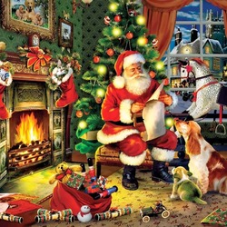 Jigsaw puzzle: Santa prepares gifts