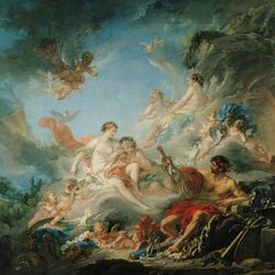 Jigsaw puzzle: Volcano presenting arms to Venus for Aeneas