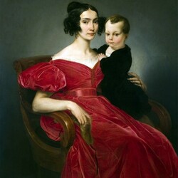 Jigsaw puzzle: Portrait of Countess Teresa Cumali Marsili with her son Giuseppe