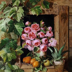 Jigsaw puzzle: Still life with roses and apricots
