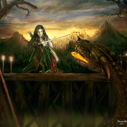 Jigsaw puzzle: Girl and dragon