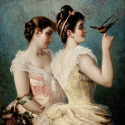 Jigsaw puzzle: Girls with a bird