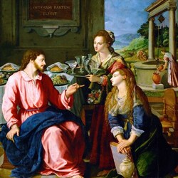 Jigsaw puzzle: Christ in the house of Mary and Martha