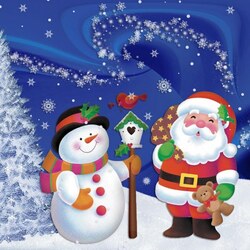 Jigsaw puzzle: Snowman and Santa Claus