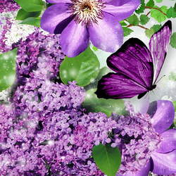 Jigsaw puzzle: Flowers and butterfly