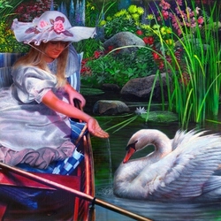 Jigsaw puzzle: Girl and swan