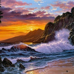 Jigsaw puzzle: Sunset in paradise