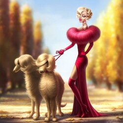 Jigsaw puzzle: Lady with dogs