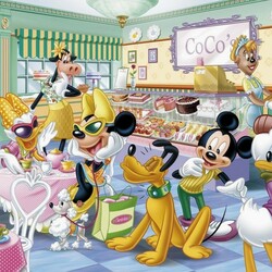 Jigsaw puzzle: Mickey and Minnie at the candy store