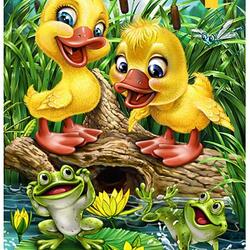 Jigsaw puzzle: Goslings and frogs