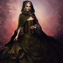 Jigsaw puzzle: Woman in a cape with a hood