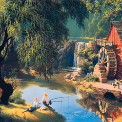Jigsaw puzzle: Fishing at the mill