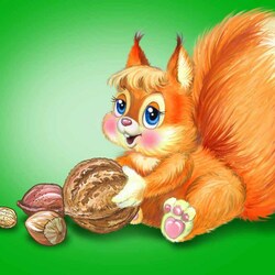Jigsaw puzzle: The squirrel sings songs, but still gnaws nuts
