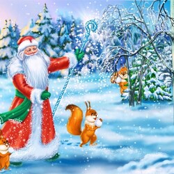 Jigsaw puzzle: Santa Claus in the forest