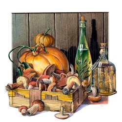 Jigsaw puzzle: Still life with mushrooms and pumpkin