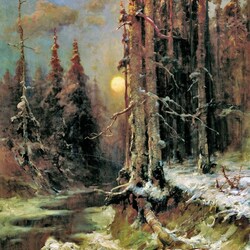 Jigsaw puzzle: Sunset in winter