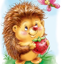 Jigsaw puzzle: Hedgehog with strawberries