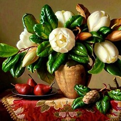 Jigsaw puzzle: Still life with magnolia and pears