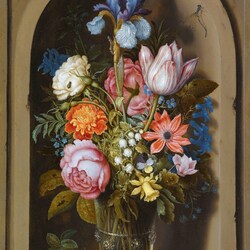 Jigsaw puzzle: Still life with a bouquet of flowers in a niche