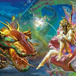 Jigsaw puzzle: Dragon and fairy