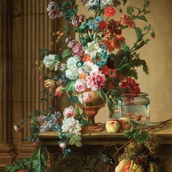 Jigsaw puzzle: Still life with flowers and goldfish