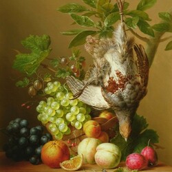 Jigsaw puzzle: Still life with fruit and bird