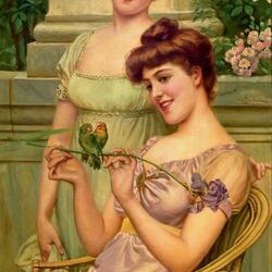 Jigsaw puzzle: Girls with parrots