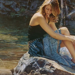 Jigsaw puzzle: Girl on a stone