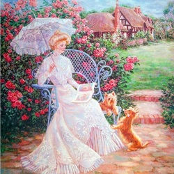 Jigsaw puzzle: Lady with dogs
