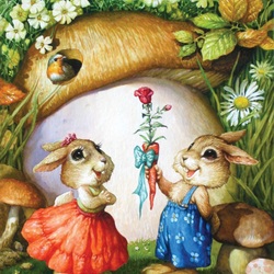Jigsaw puzzle: Rabbits and rose carrots
