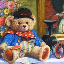 Jigsaw puzzle: Teddy and the locomotive