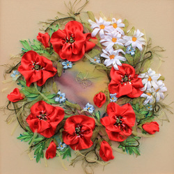 Jigsaw puzzle: Embroidery ribbons. Wreath