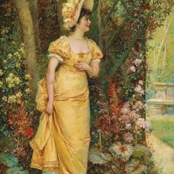 Jigsaw puzzle: Young lady in the garden