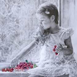 Jigsaw puzzle: Girl with cherries