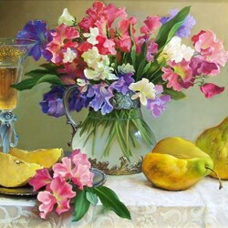 Jigsaw puzzle: Still life with flowers and pears