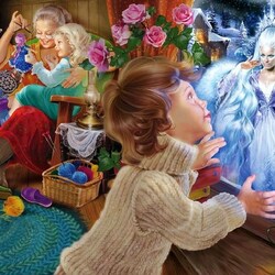 Jigsaw puzzle: The snow queen outside the window