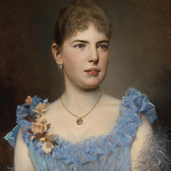 Jigsaw puzzle: Portrait of a woman in a blue dress