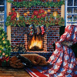 Jigsaw puzzle: By the warm fireplace