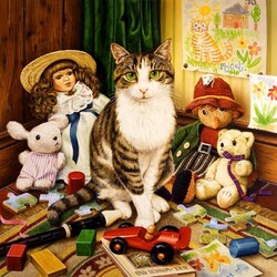 Jigsaw puzzle: Cat and toys