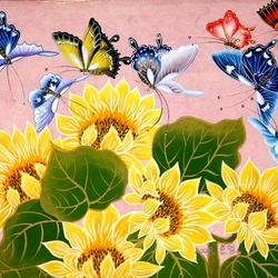 Jigsaw puzzle: Sunflowers and butterflies