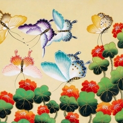 Jigsaw puzzle: Nasturtiums and butterflies