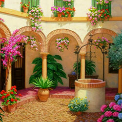 Jigsaw puzzle: Courtyard with a well