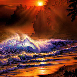 Jigsaw puzzle: Waves at sunset