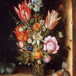 Jigsaw puzzle: Floral still life in a niche