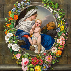 Jigsaw puzzle: Holy family in flower garland