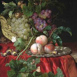 Jigsaw puzzle: Still life with grapes and peaches